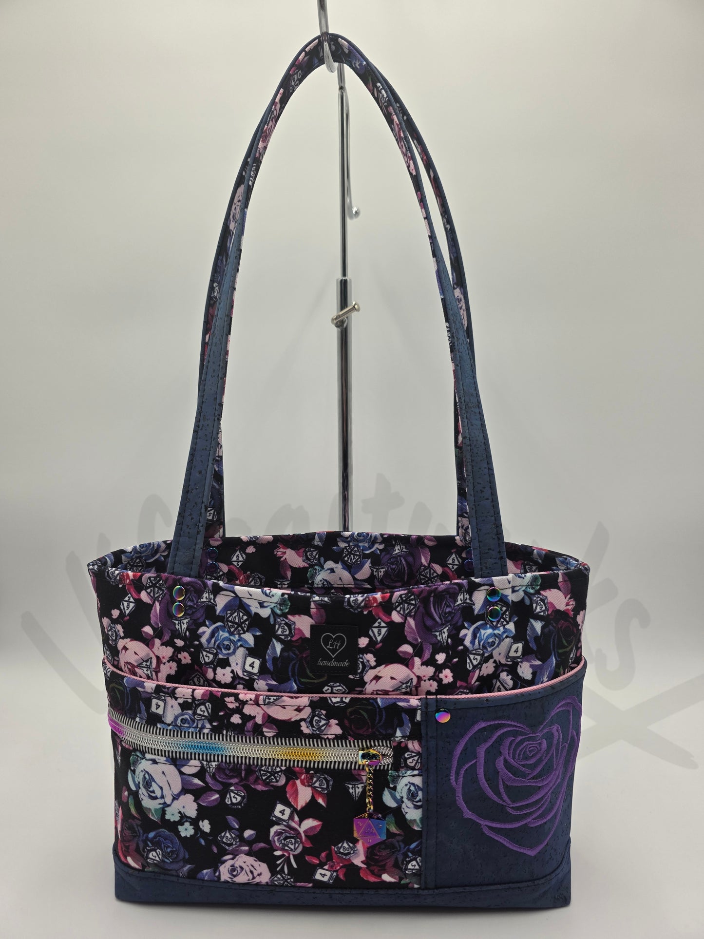 Mini Tote - Roses, waterproof cotton and cork