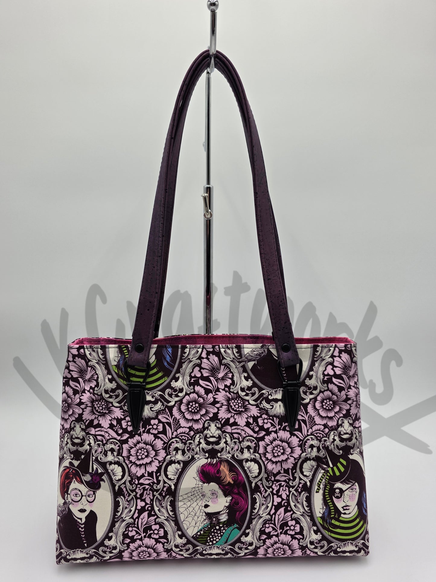 Tote Bag - Cotton pink and purple ladies