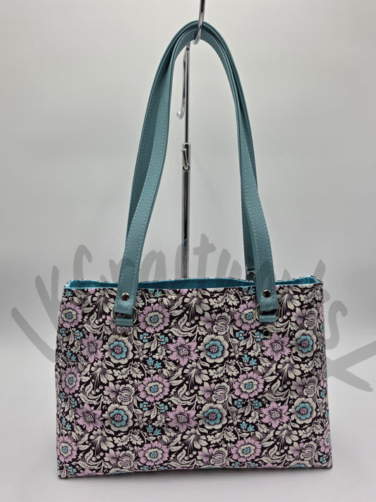Tote Bag - Cotton floral with mini skulls