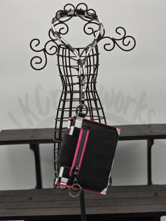 Key Fob Wallet - Checkered with Pink edges