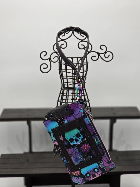 Purse Pal - skulls/flowers blue/purple