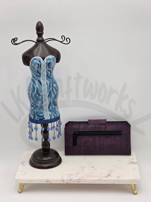 Tall Wallet - Eggplant Cork