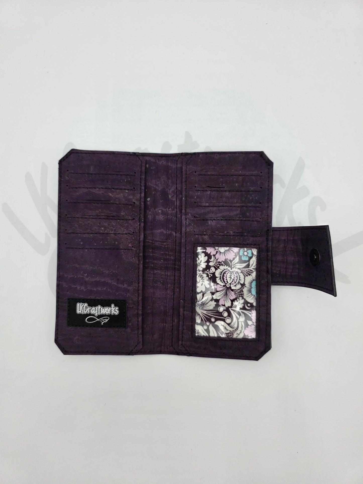 Tall Wallet - Eggplant Cork