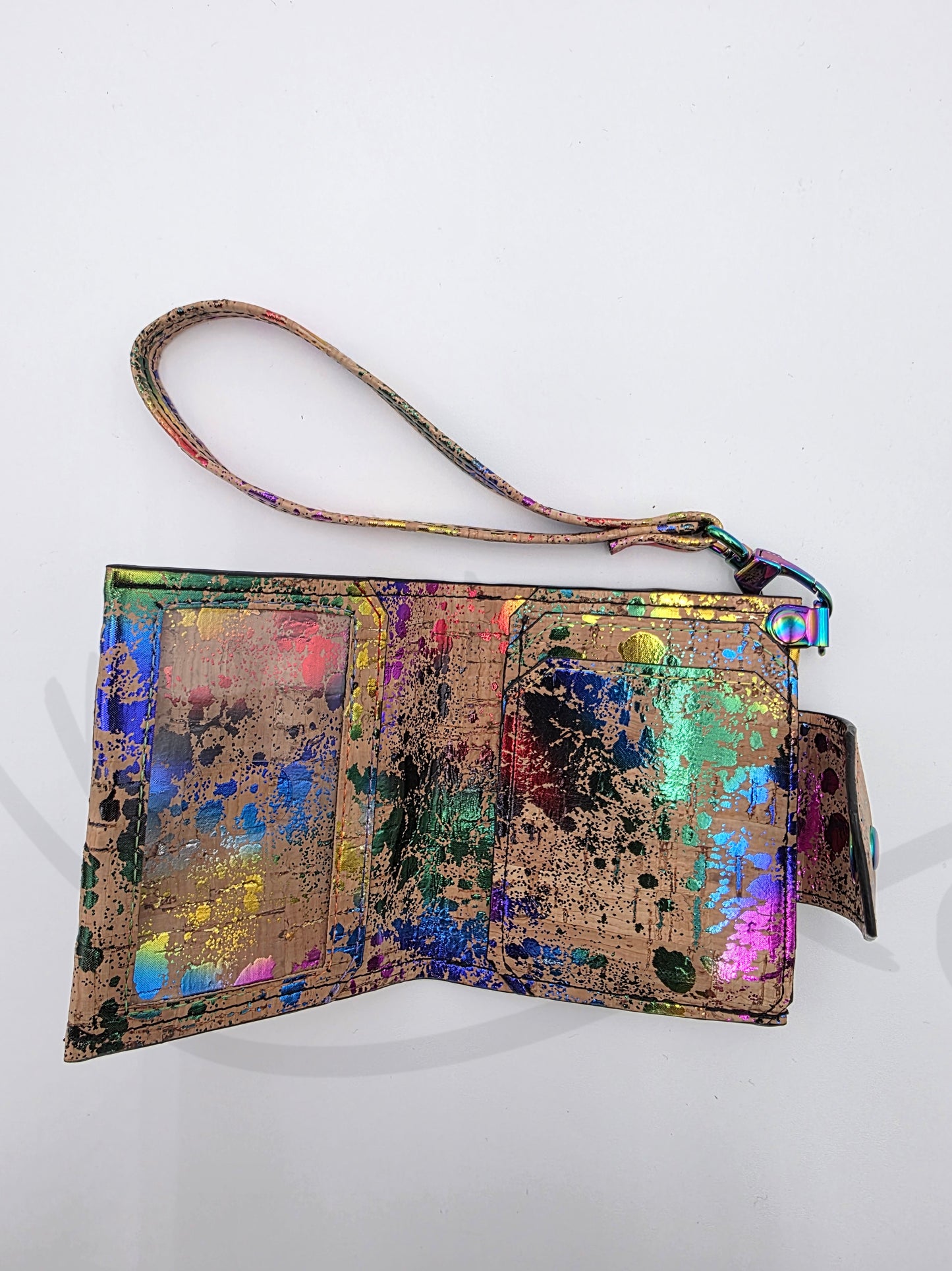 Key Fob Wallet- Rainbow cork