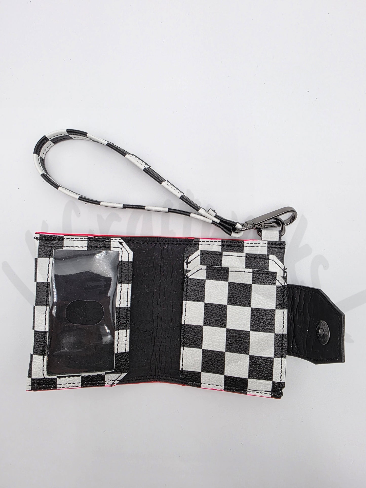 Key Fob Wallet - Checkered with Pink edges