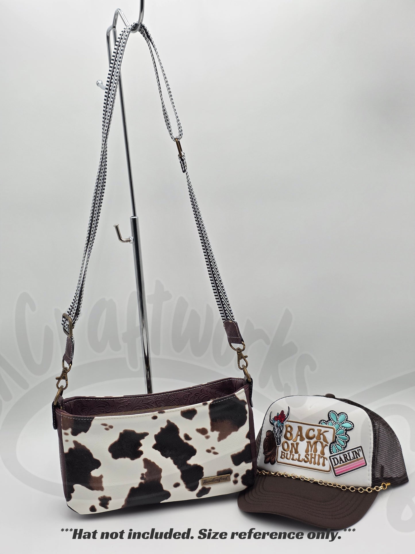 Aries crossbody - cow print with brown/red western floral