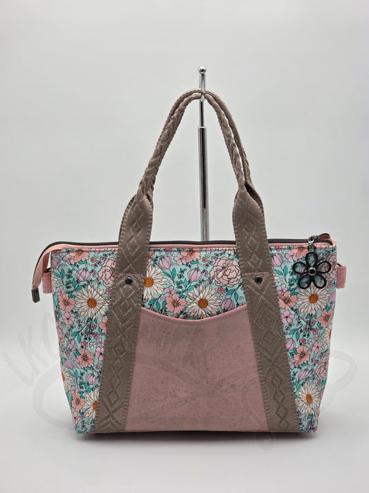 Oxbow Tote - Daisy pink, aqua, taupe