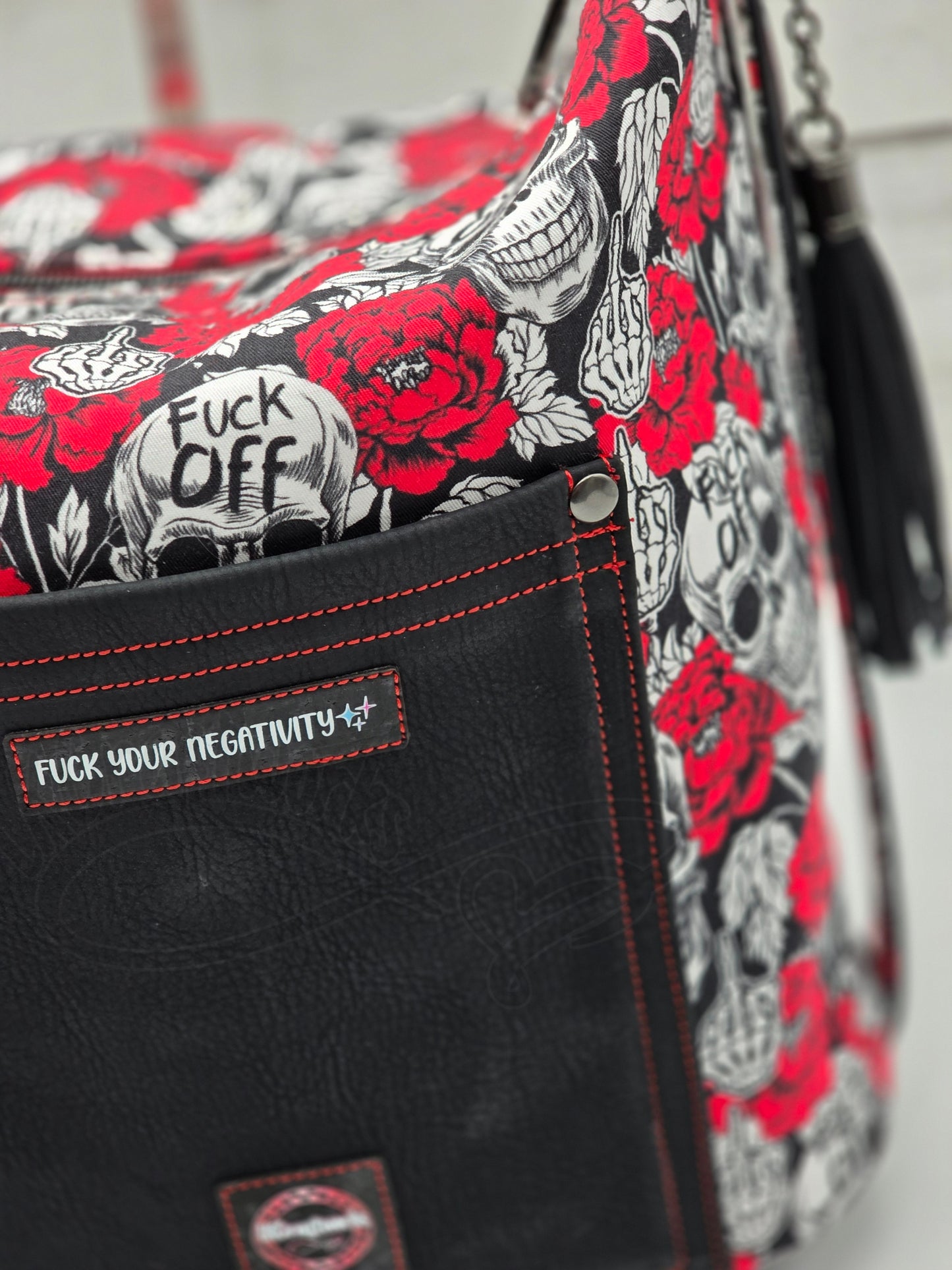 Krystal Convertible Shoulder bag/backpack - skulls and red roses