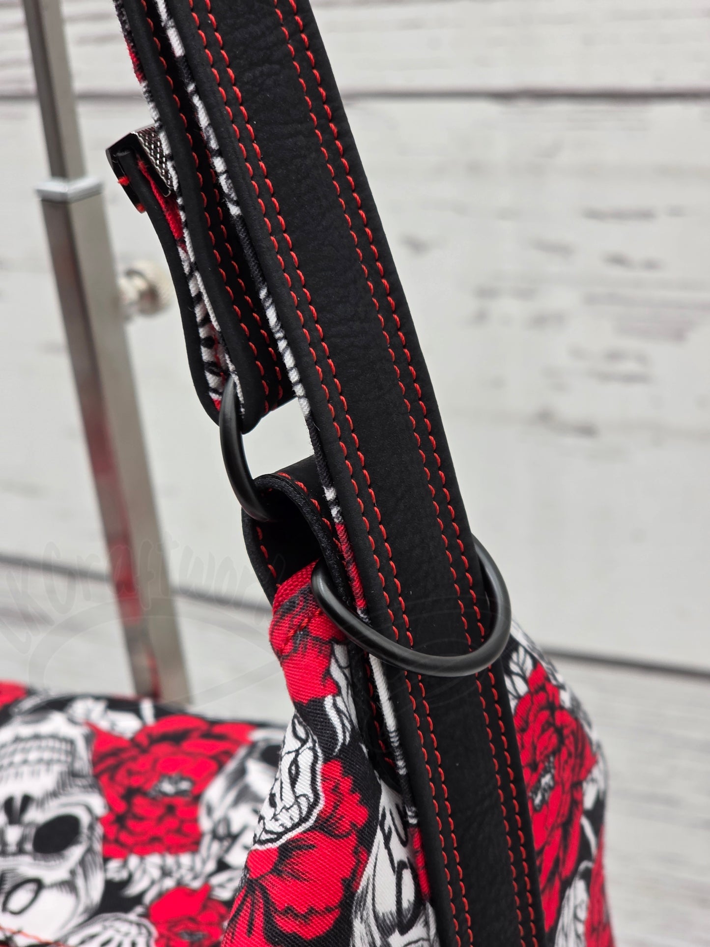 Krystal Convertible Shoulder bag/backpack - skulls and red roses