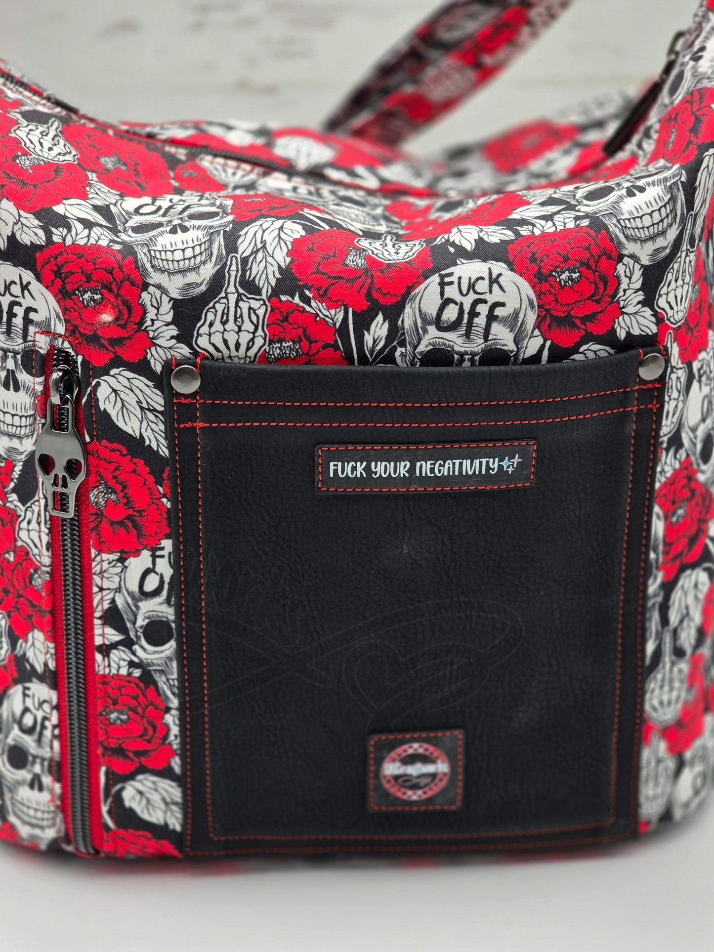 Krystal Convertible Shoulder bag/backpack - skulls and red roses