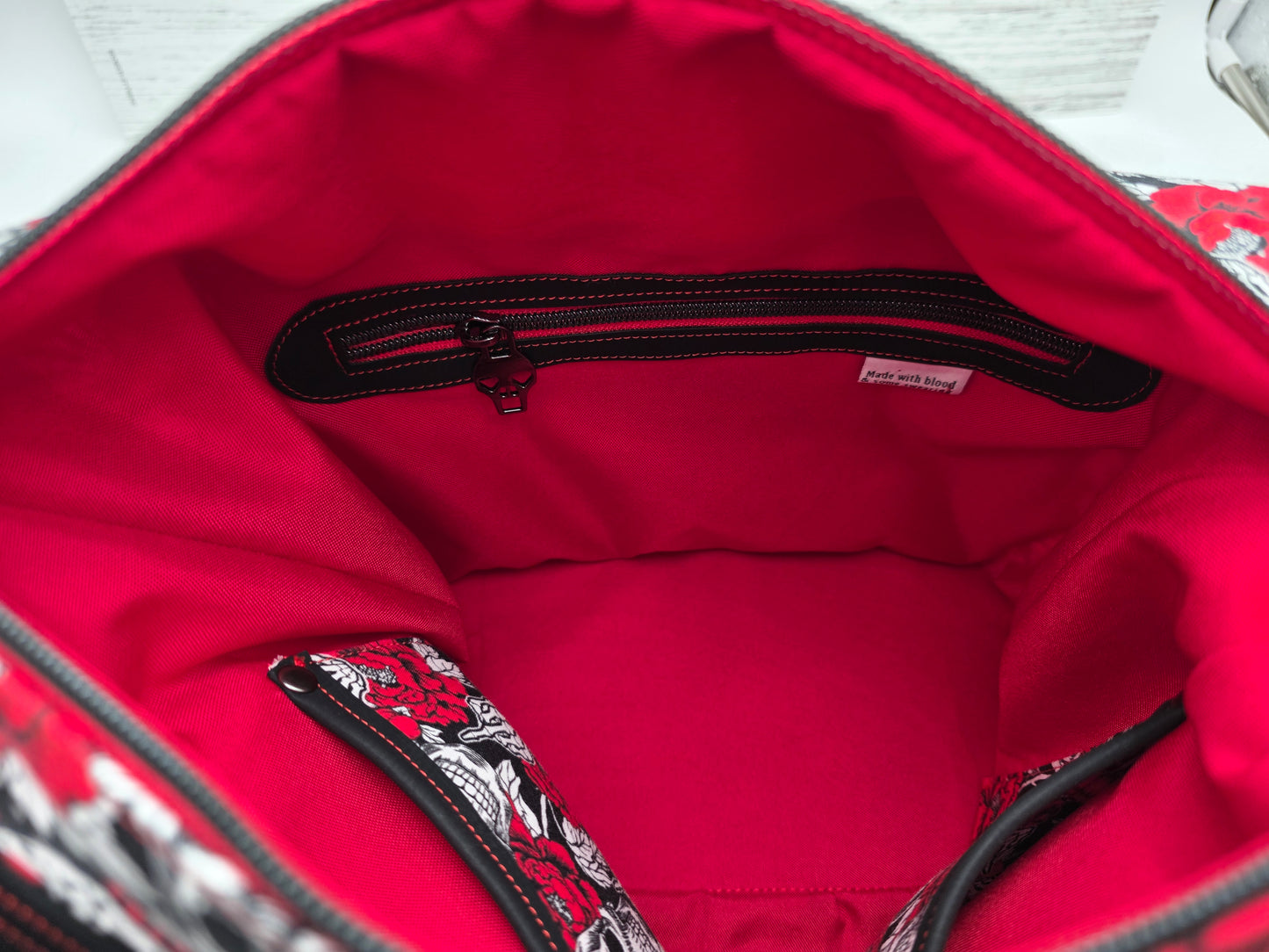 Krystal Convertible Shoulder bag/backpack - skulls and red roses