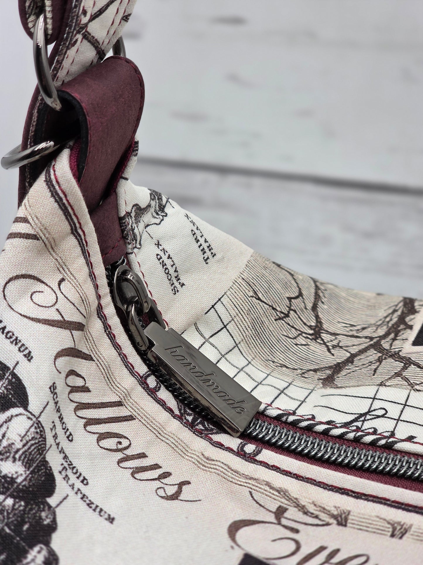 Krystal Convertible Shoulder bag/backpack - skulls and wine-colored roses