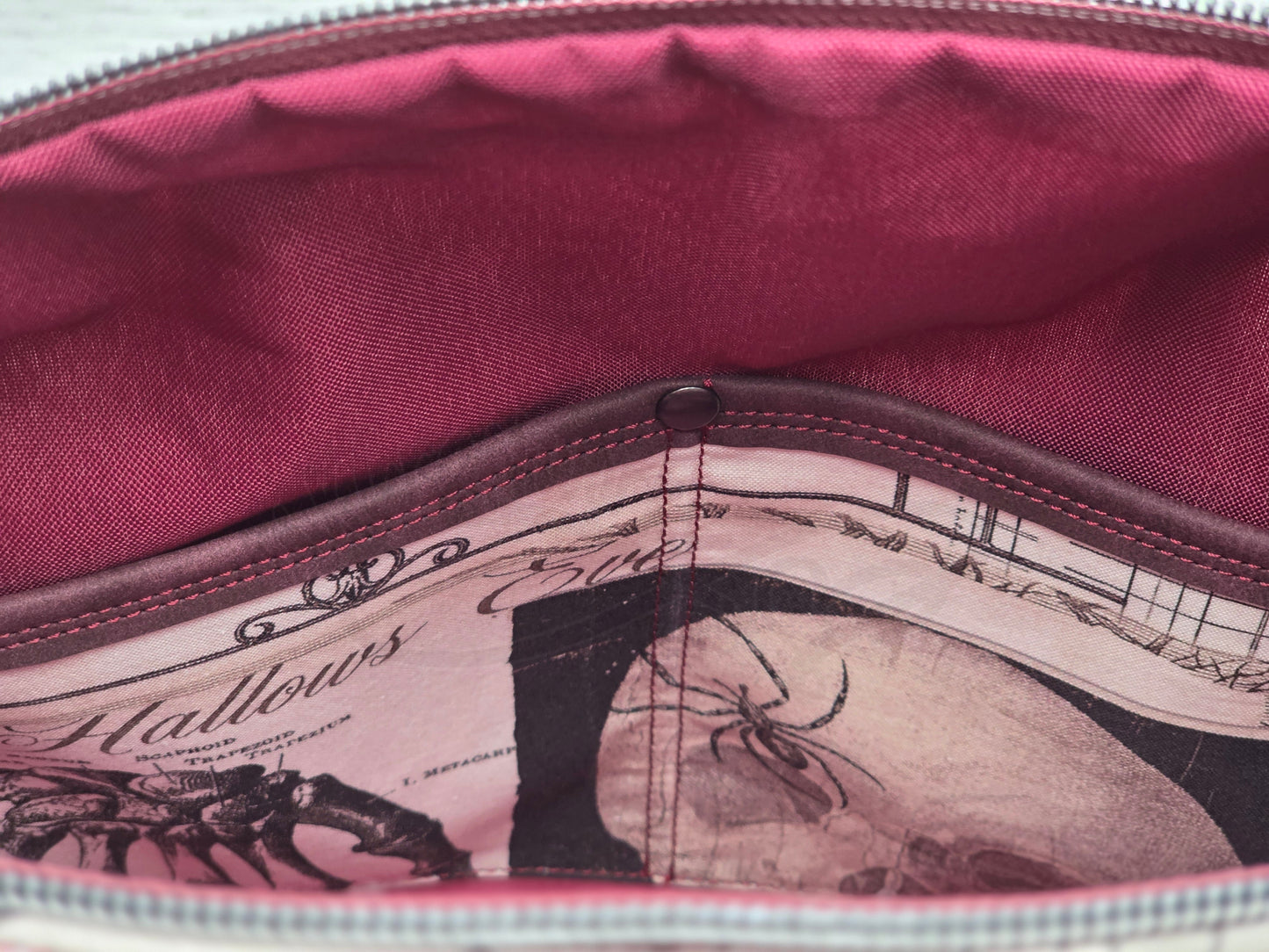 Krystal Convertible Shoulder bag/backpack - skulls and wine-colored roses