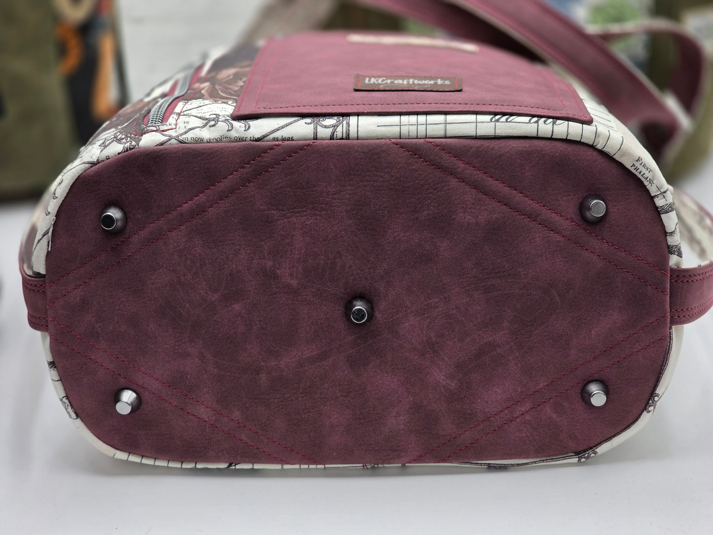 Krystal Convertible Shoulder bag/backpack - skulls and wine-colored roses