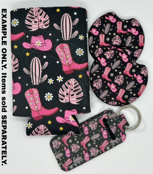 Car Coasters- Pink/Black Cowgirl