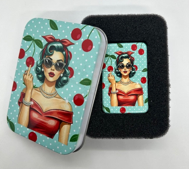 Metal Refillable Lighter – Ships Empty: Sassy Pin-Up