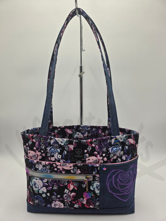 Mini Tote - Roses, waterproof cotton and cork