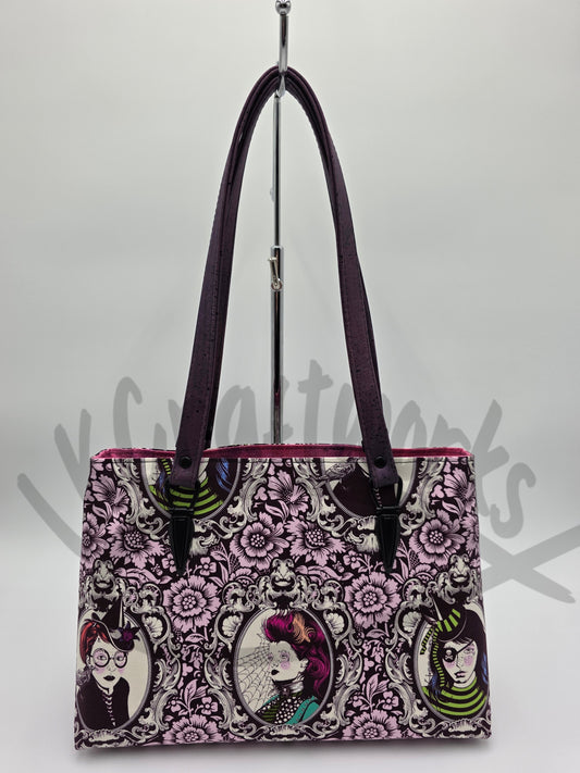 Tote Bag - Cotton pink and purple ladies
