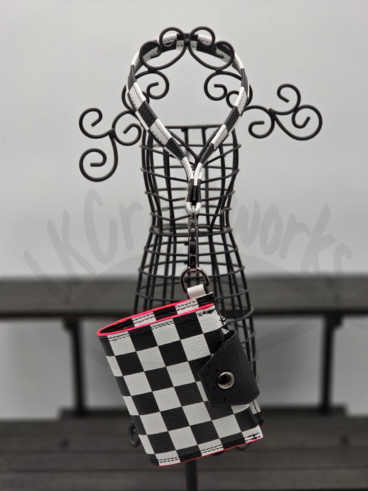 Key Fob Wallet - Checkered with Pink edges