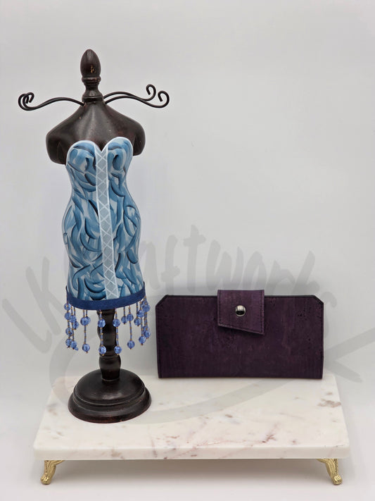 Tall Wallet - Eggplant Cork