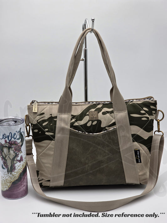 Oxbow Tote - Beige/olive green and camo