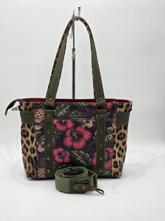 Mr. Heckles handbag- Pineapple skulls with leopard print
