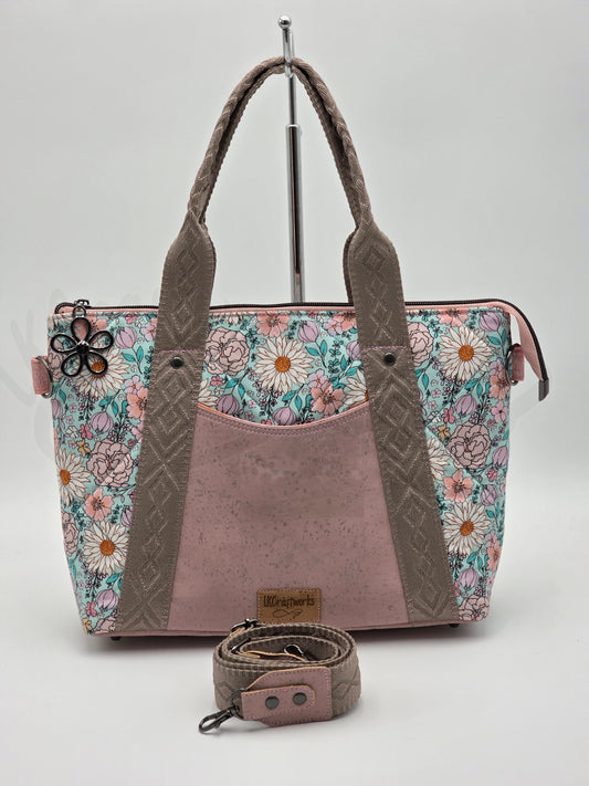 Oxbow Tote - Daisy pink, aqua, taupe