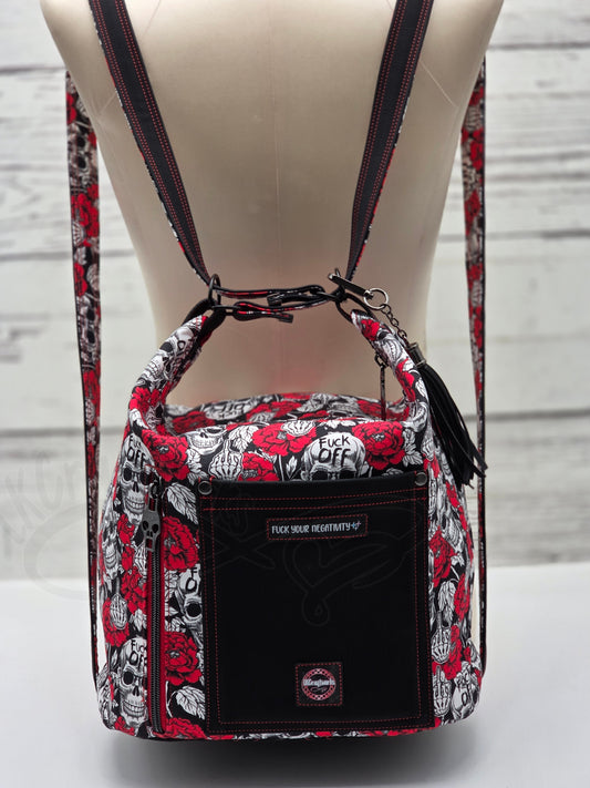 Krystal Convertible Shoulder bag/backpack - skulls and red roses