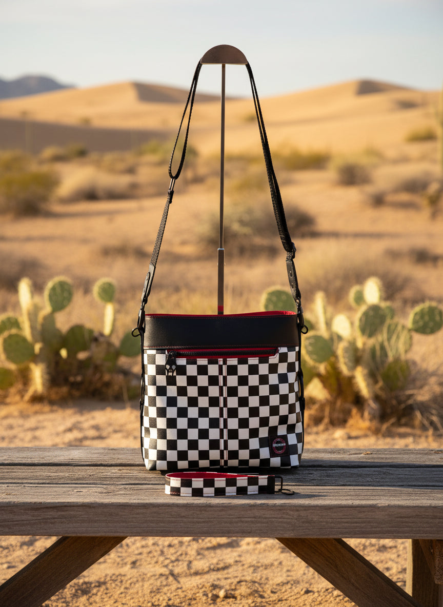 Checkered Harmonica Hobo Bag