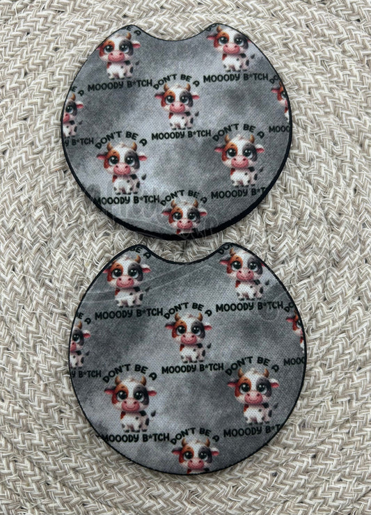 Car Coasters- Moody cow