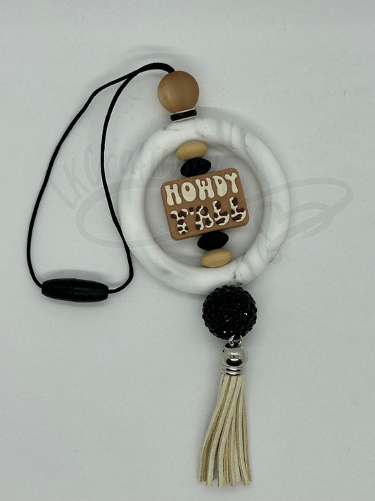 Car charm- Tan howdy yall