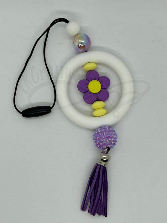 Car charm- Purple/yellow flower
