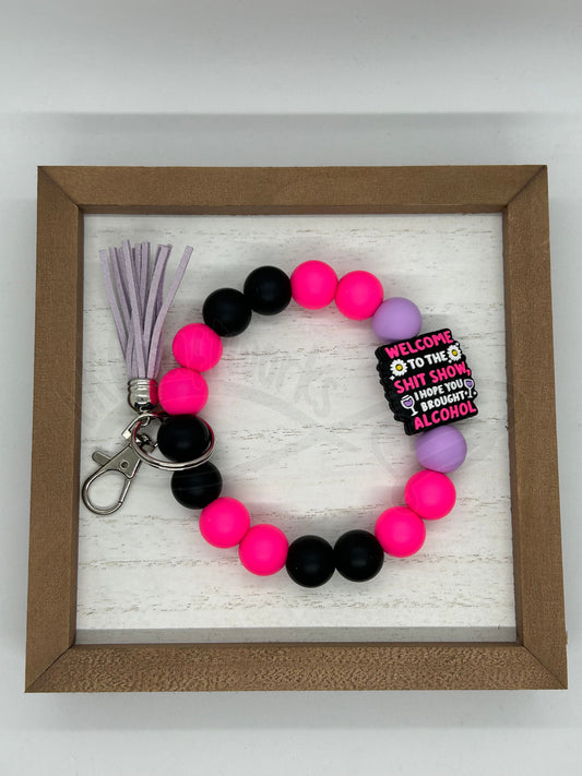 Beaded keychain wristlet- Welcome to the S show