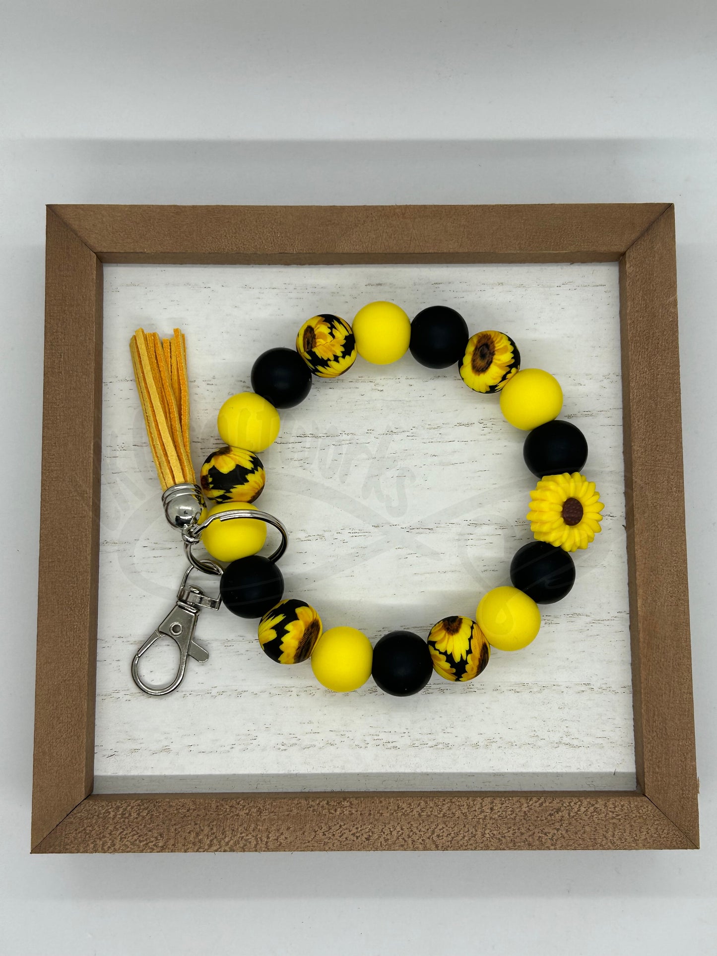 Beaded keychain wristlet- Sunflower