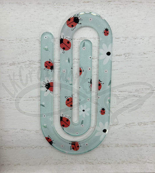 Jumbo paperclip bookmark- Ladybugs