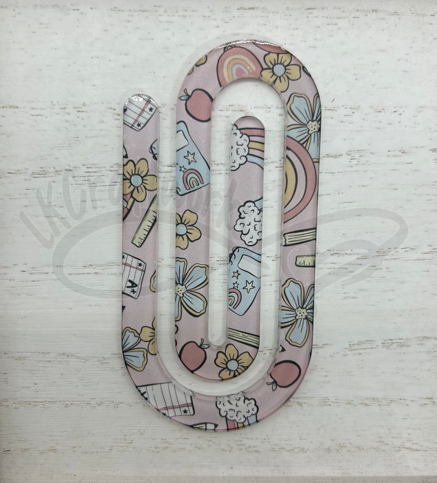 Jumbo paperclip bookmark- Rainbow school