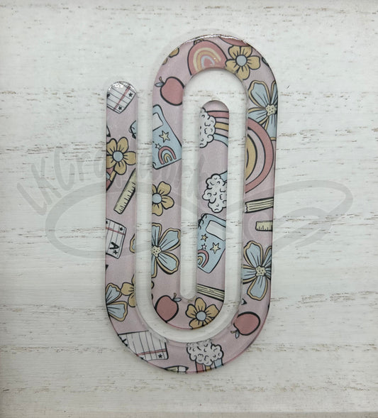 Jumbo paperclip bookmark- Rainbow school