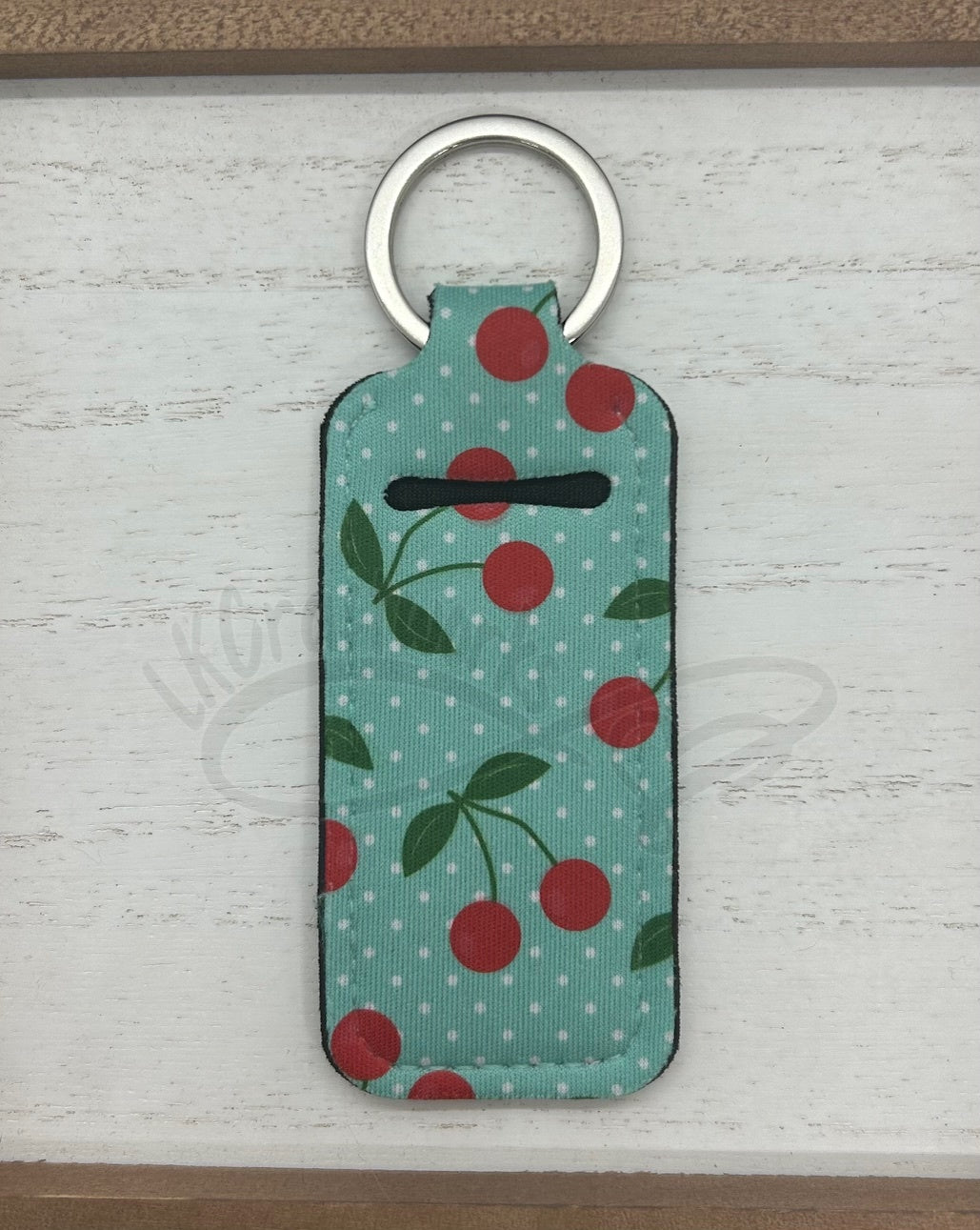 Keychain lip balm holder- Retro cherries