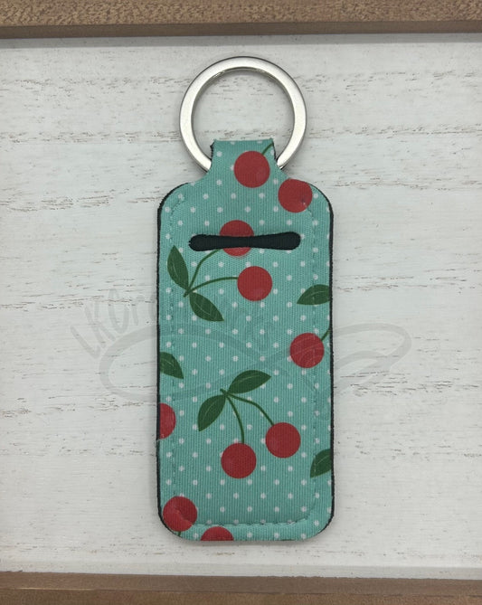 Keychain lip balm holder- Retro cherries