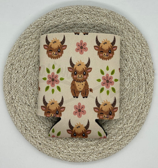 Regular Can cooler- Winking Highland cow