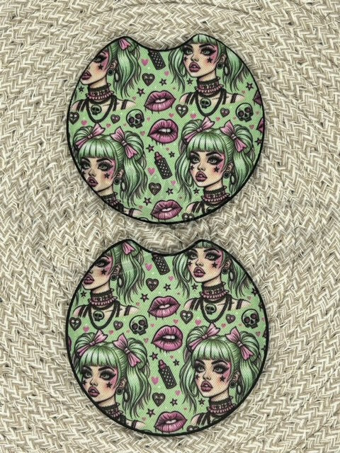 Car Coasters- Green hair