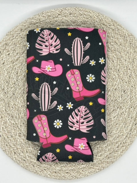 Tall Can cooler- Pink/Black Cowgirl