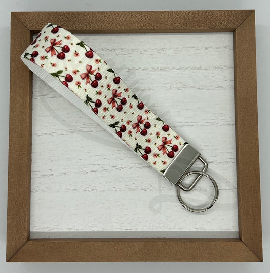 Key Fob keychain wristlet- Cherries