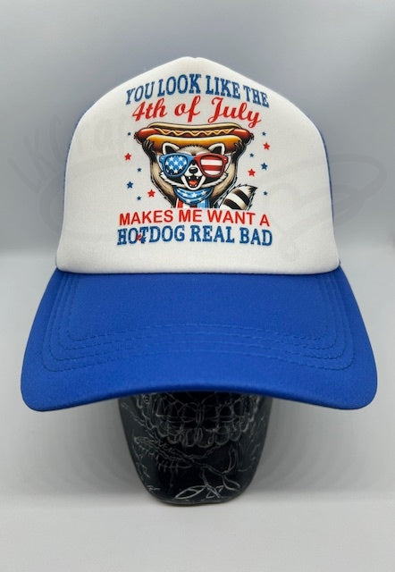 Trucker Hat (snapback)- 4th of July Racoon