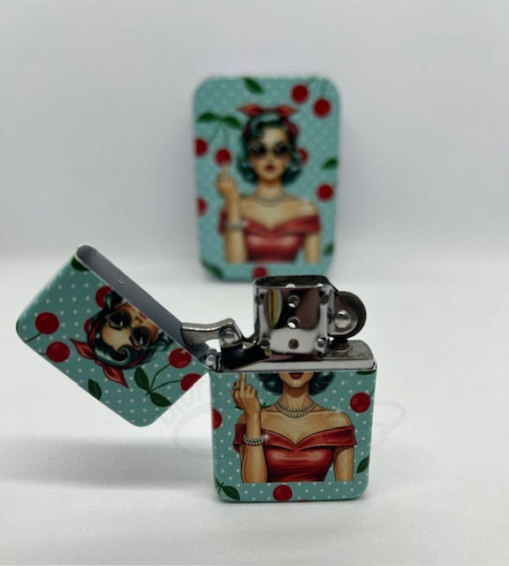 Metal Refillable Lighter – Ships Empty: Sassy Pin-Up