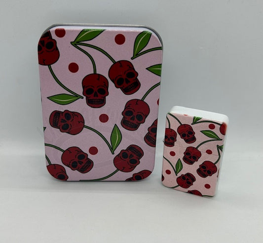 Metal Refillable Lighter – Ships Empty: Cherry Skulls