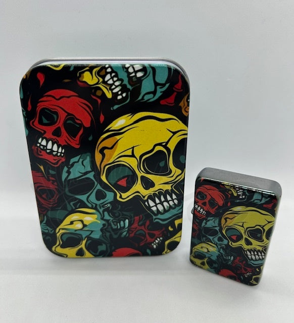 Metal Refillable Lighter – Ships Empty: Chrome Zombie skulls
