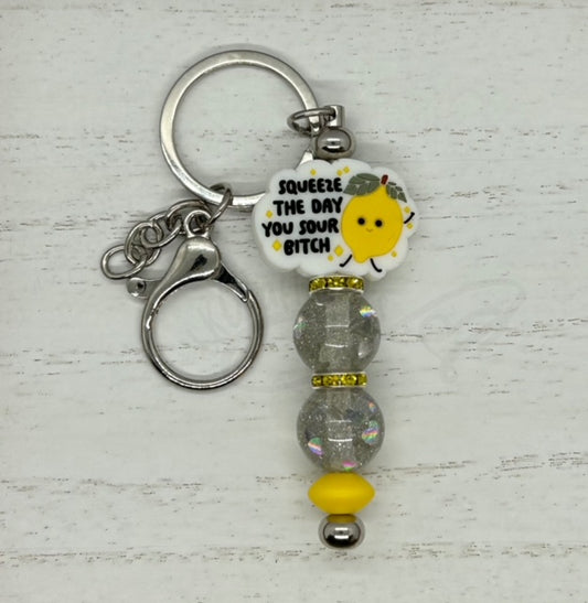 Keychain/ Purse Charm- Squeeze the Day