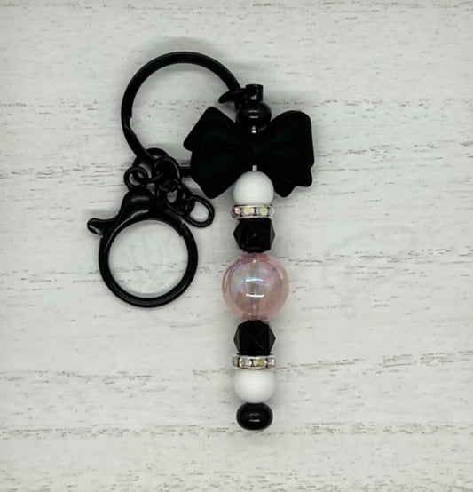 Keychain/ Purse Charm- Black Bow