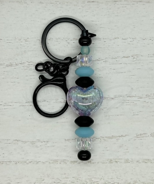 Keychain/ Purse Charm- Crackle Heart